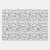 Black White Toile Floral Custom Name Inpakpapier Vel (Voorkant 2)