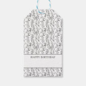 Black White Toile Floral Gift Cadeaulabel (Voorkant)