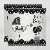 Black White Train Baby Boy Shower Invitations (Devant / Derrière)