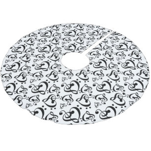 Black White Treble Bass Clef Heart Music Kerstmis Kerstboom Rok
