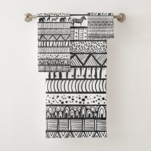 Black White Tribal African Pattern Bad Handdoek