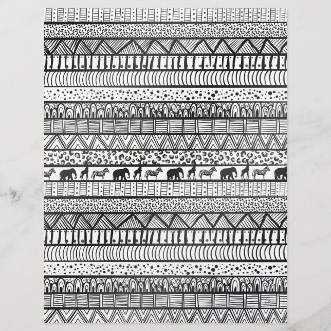 Black White Tribal African Pattern Briefhoofd (Voorkant)