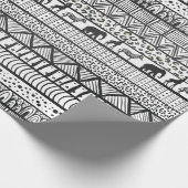 Black White Tribal African Pattern Cadeaupapier (Hoek)