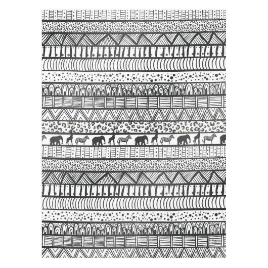 Black White Tribal African Pattern Tafelkleed (Voorkant)