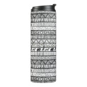 Black White Tribal African Pattern Thermosbeker (Gedraaid links)