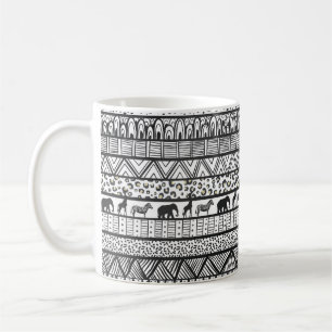Black White Tribal African Pattern Trendy Design Koffiemok