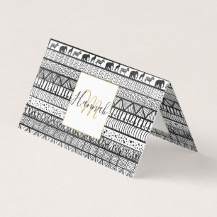 Black White Tribal African Pattern Visitekaartjes