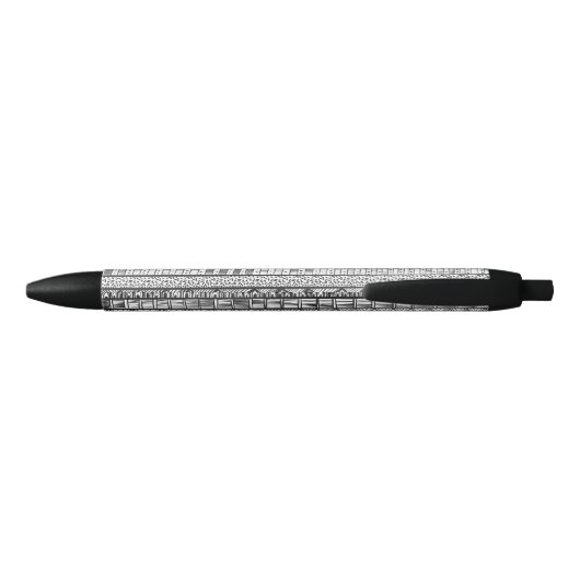 Black White Tribal African Pattern Zwarte Inkt Pen (Achterkant)