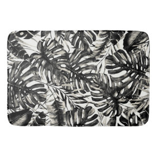 Black & White Tropical Palm Leaves Island Badmat