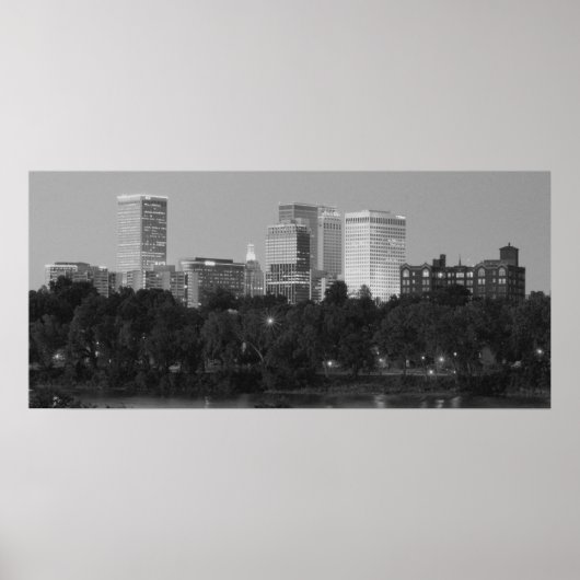Black & White Tulsa Skyline Poster (Voorkant)