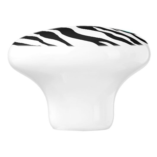 Black White Turquoise Zebra Leopard Skin Monogram Keramische Knop (Zijkant)