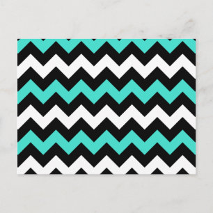 Black White Turquoise Zigzag Briefkaart