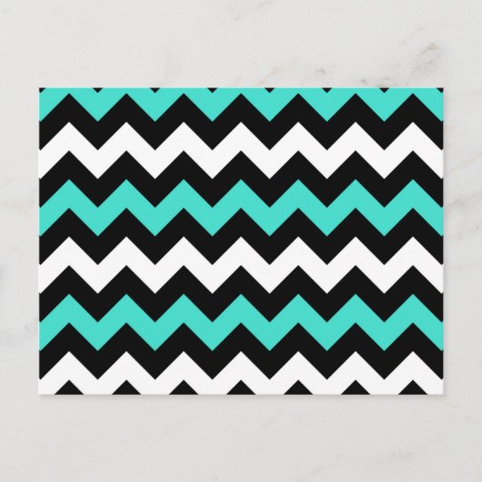 Black White Turquoise Zigzag Briefkaart (Voorkant)