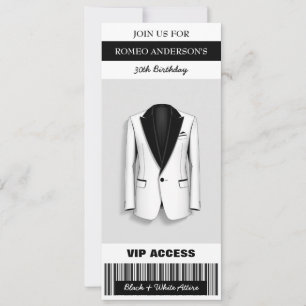 Black White Tuxedo Verjaardag Ticket Uitnodiging