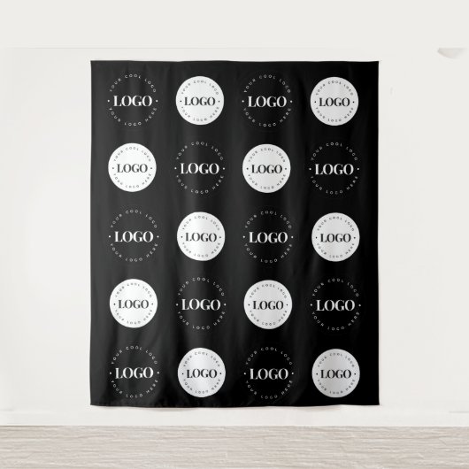 Black White Two Round Logo Step en Classic herhale Wandkleed (Voorkant)