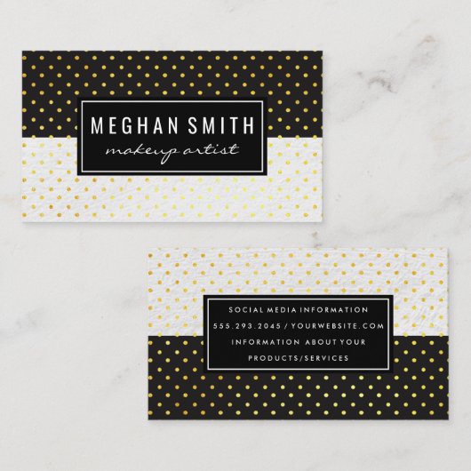 Black White Two Tone Polka Dot Pattern Visitekaartje (Voorkant / Achterkant)