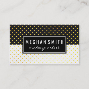 Black White Two Tone Polka Dot Pattern Visitekaartje