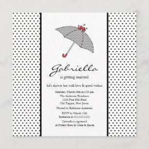 Black & White Umbrella Bridal Shower-uitnodiging Kaart