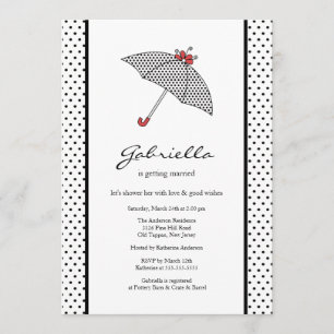 Black & White Umbrella Bridal Shower-uitnodiging Kaart