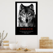 Black White Unique Motivatie Wolf Eyes Print (Keuken)