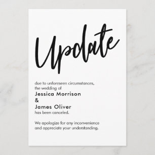 Black White Update Geannuleerde bruiloft aankondig Kaart