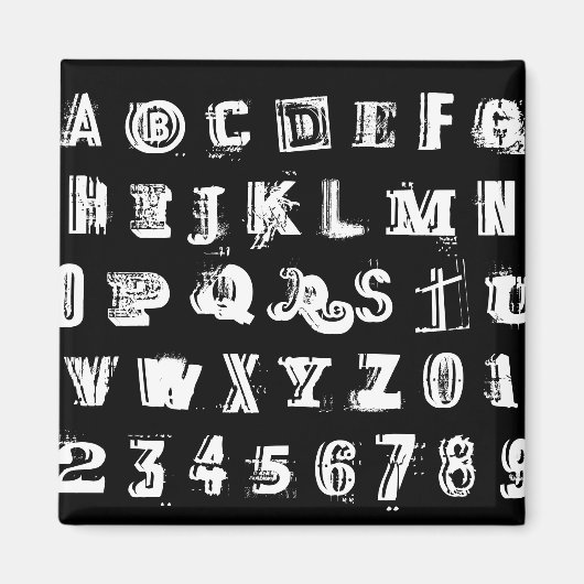 Black & White Urban Graffiti Font ABC & 123 Magneet (Voorkant)