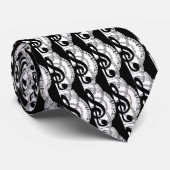 Black & White Vertical Pattern Music 2 Stropdas (Opgerold)