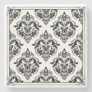 Black & White Vintage Damasks Vintage Frame Stenen Onderzetter