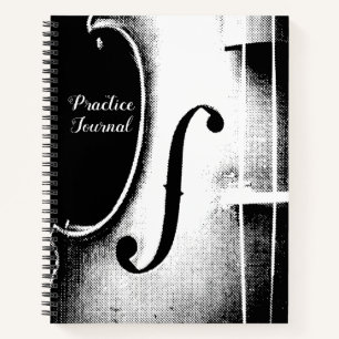 Black White Violin Lesson Practice Journal Notitieboek