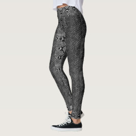 Black White Viper Python Cobra Snakeskin-Leggings Leggings