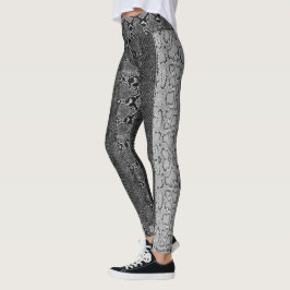 Black White Viper Python Cobra Snakeskin-Leggings Leggings