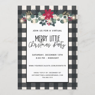 Black White Virtual Merry Little Christmas Party Kaart