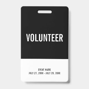 Black & White Volunid All Access Pass Event ID Badge
