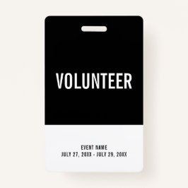 Black & White Volunid All Access Pass Event ID Badge