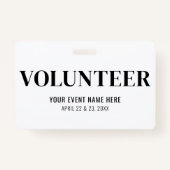 Black White Volunteer Event Badge (Voorkant)