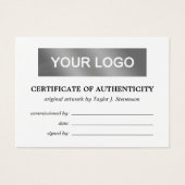 Black White Votre logo Certificat d'authenticité (Devant)