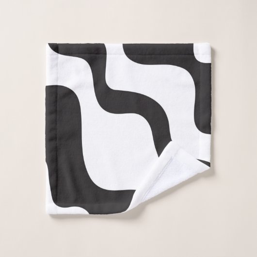 Black & White Wave Abstrait Art moderne chic (Gant de toilette)