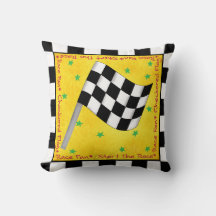Black White Waving Winner Checkered Flag Yellow