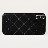 Black White Wavy Diamond Check iPhone X Coque (Dos (Horizontal))