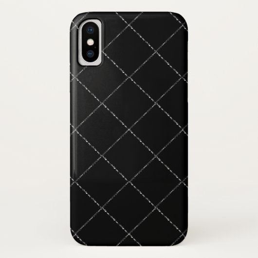 Black White Wavy Diamond Check iPhone X Hoesje (Achterkant)