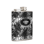 Black White Wavy Pattern Groomsmen Gift Heupfles (Rechts)