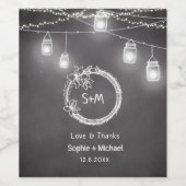 Black White Wedding Chalkboard Mason Jar Wijn Etiket (Enkel label)