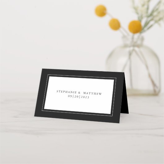 Black White Wedding Elegant Chic Border Modern (Achterkant)