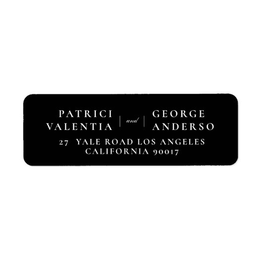 Black White Wedding Envelope Retour Adreslabels Etiket (Voorkant)