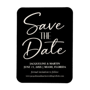 Black White Wedding Hand-lettered Cursive Website Magneet