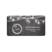 Black White Wedding Mason Jar String Lights Etiket (Voorkant)