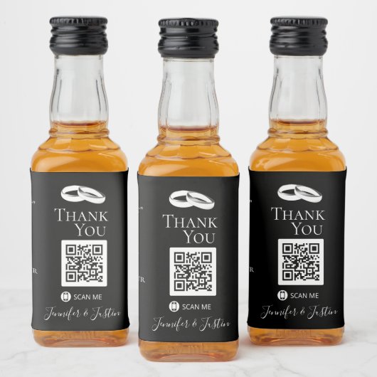 Black White Wedding Mini Alcohol Wedding Favors Likeurfles Etiket (Flessen)