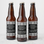 Black White Wedding Modern Guest Bedankt Bier Etiket (Flessen)