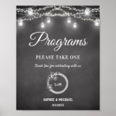 Black White Wedding Programs Sign Poster (Voorkant)