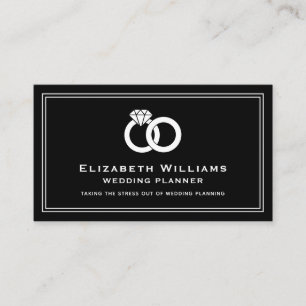 Black White Wedding Rings Event Planner Planning Visitekaartje